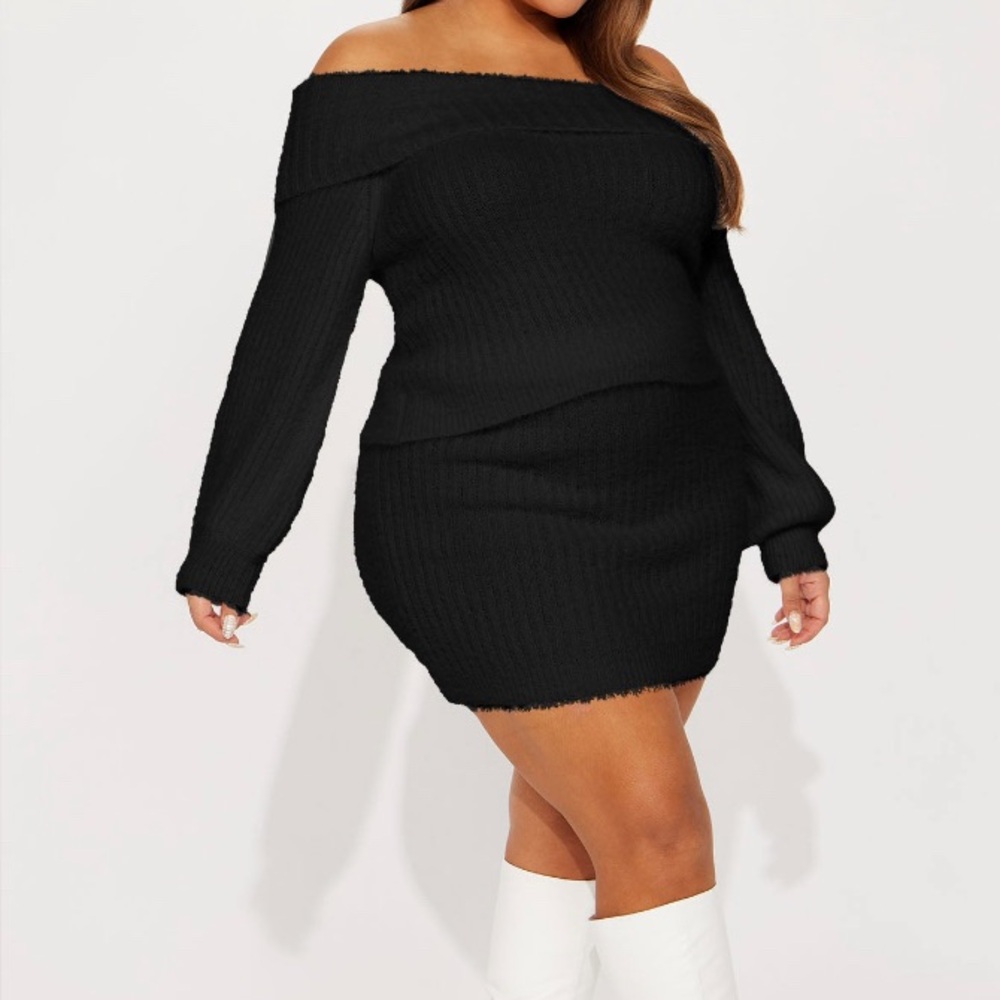 Black Ribbed Sweater set